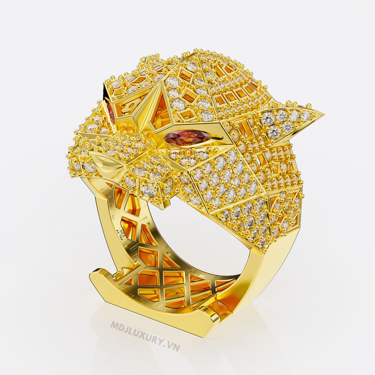 Nhẫn Vàng Trắng Nam Đầu Báo – NN101 – MDJ luxury