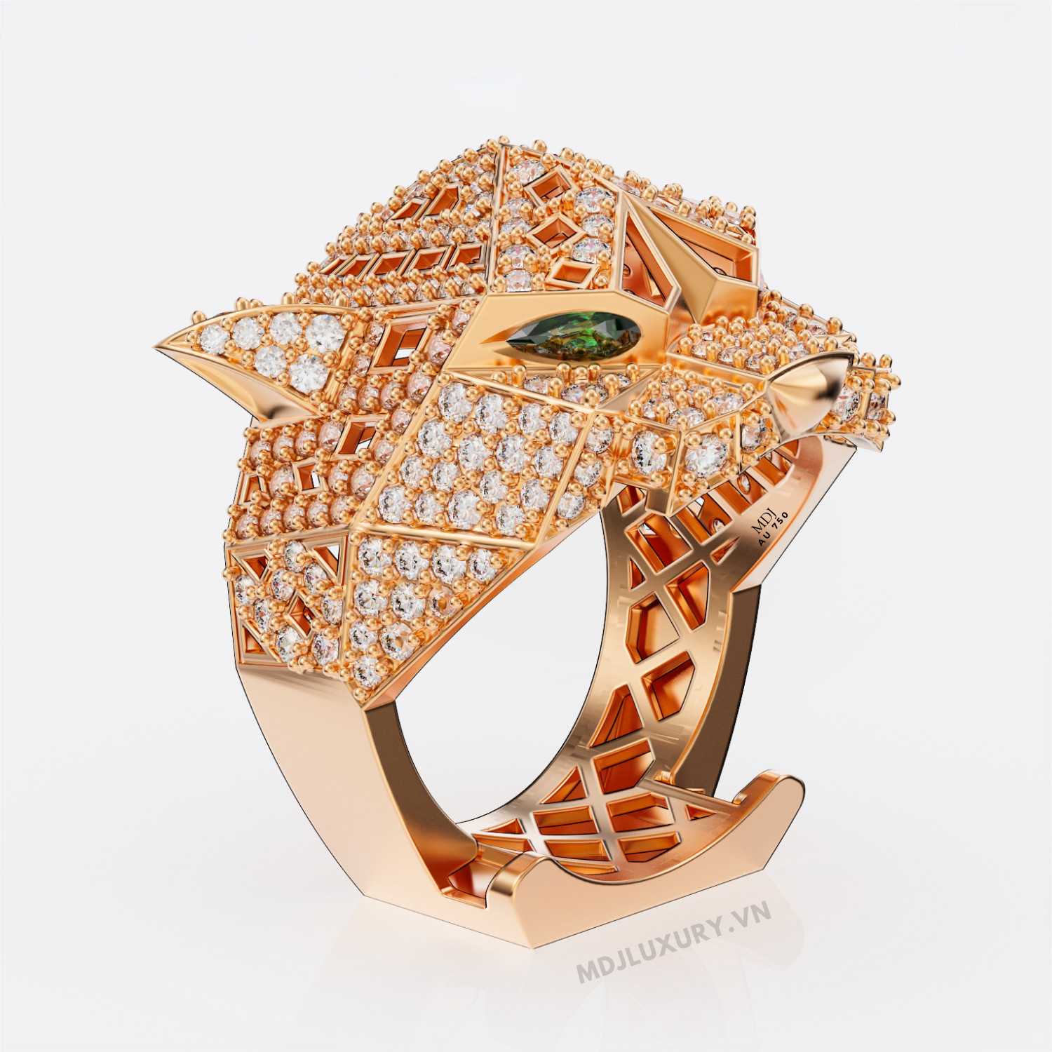 Nhẫn Vàng Trắng Nam Đầu Báo – NN101 – MDJ luxury