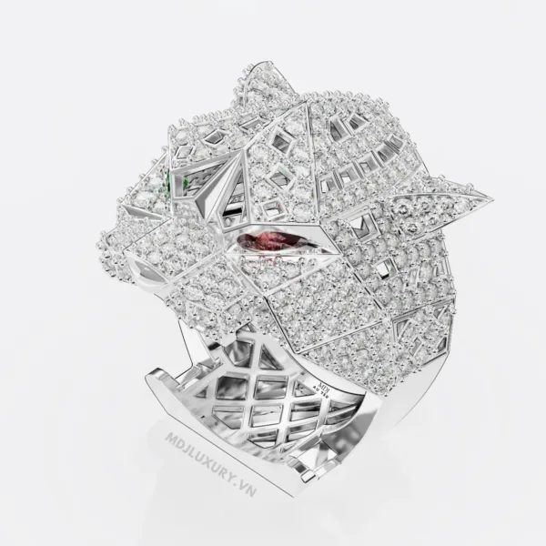 Nhẫn Vàng Trắng Nam Đầu Báo – NN101 – MDJ luxury