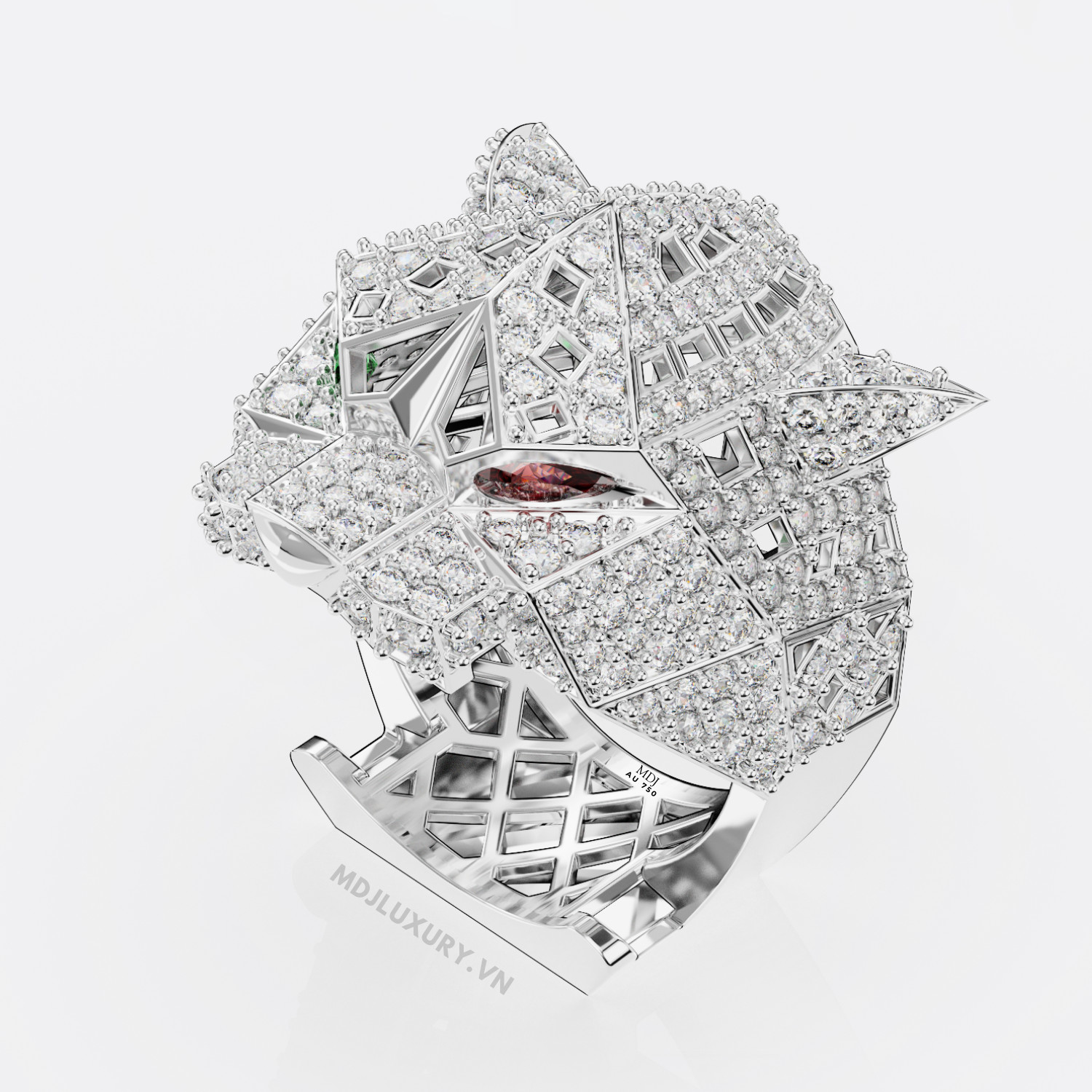 Nhẫn Vàng Trắng Nam Đầu Báo – NN101 – MDJ luxury