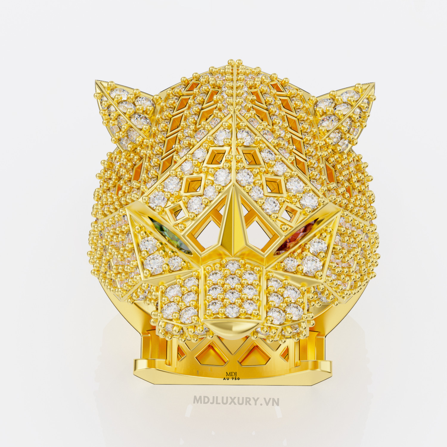 Nhẫn Vàng Trắng Nam Đầu Báo – NN101 – MDJ luxury