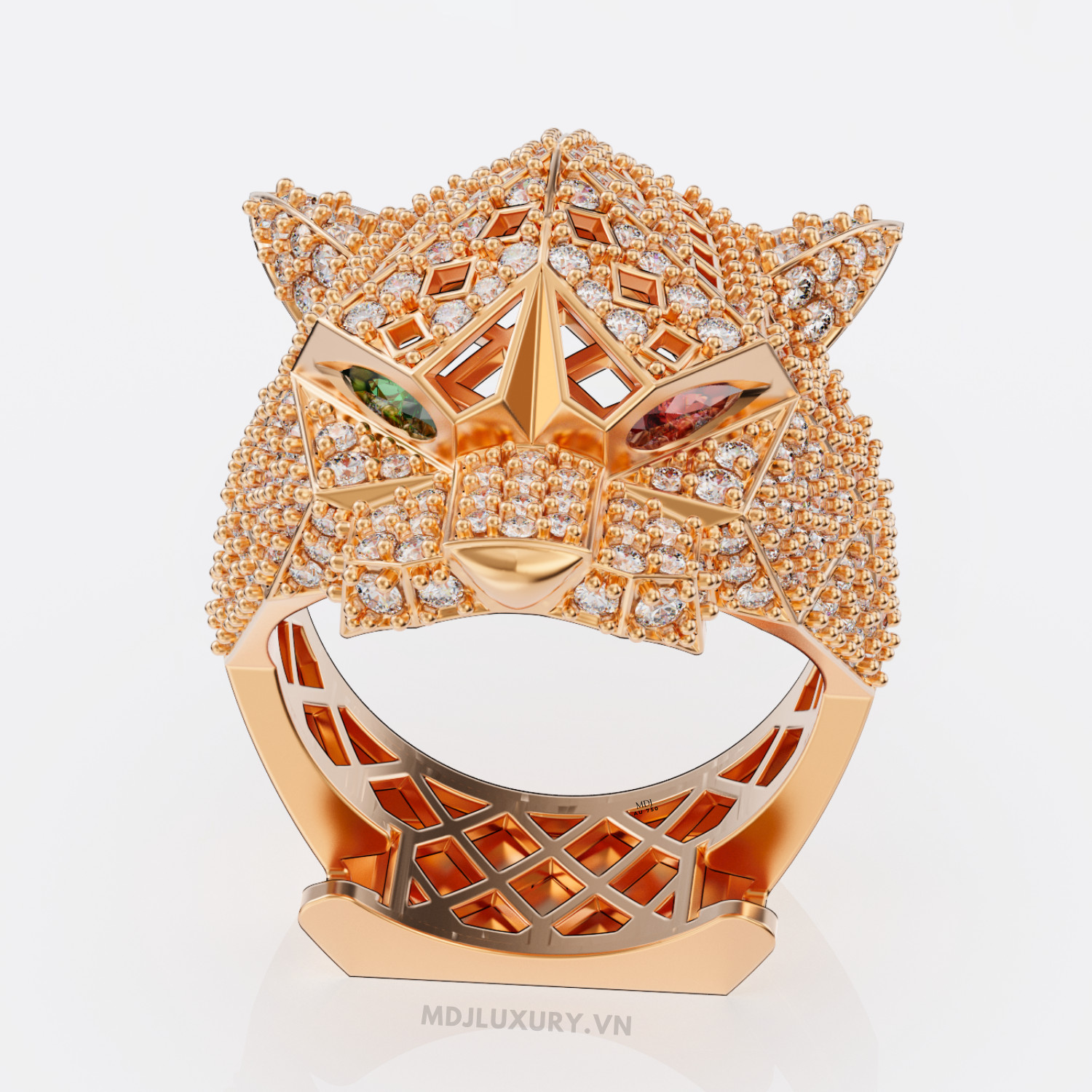 Nhẫn Vàng Trắng Nam Đầu Báo – NN101 – MDJ luxury