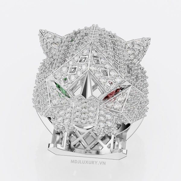 Nhẫn Vàng Trắng Nam Đầu Báo – NN101 – MDJ luxury