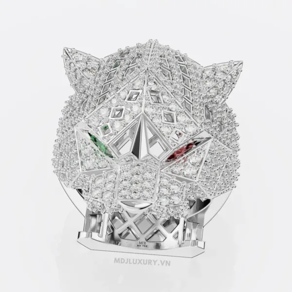 Nhẫn Vàng Trắng Nam Đầu Báo – NN101 – MDJ luxury