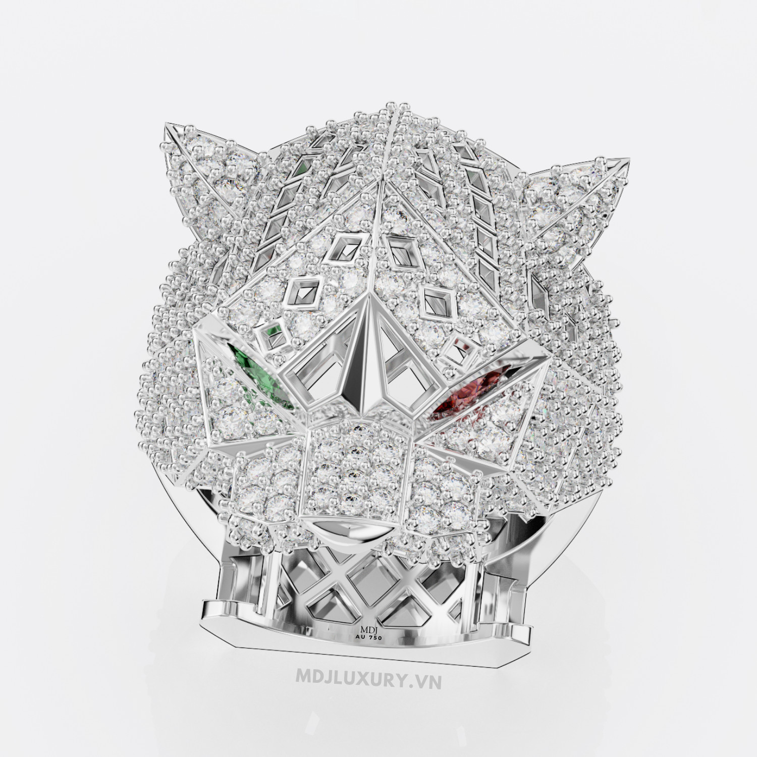 Nhẫn Vàng Trắng Nam Đầu Báo – NN101 – MDJ luxury