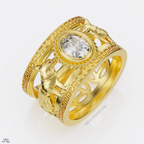 Nhẫn vàng nam tuổi tuất đá quý thiên nhiên NN108