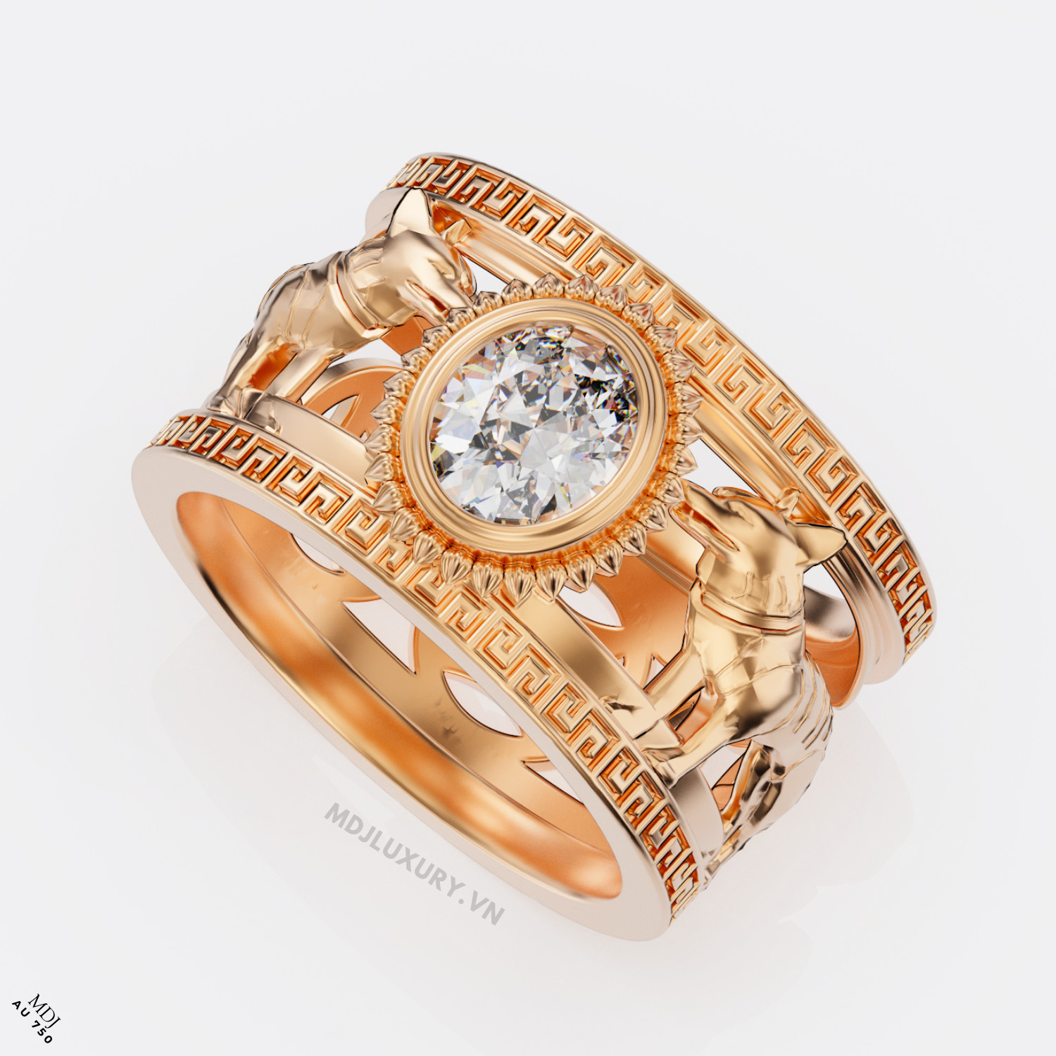 Nhẫn vàng nam tuổi tuất đá quý thiên nhiên NN108