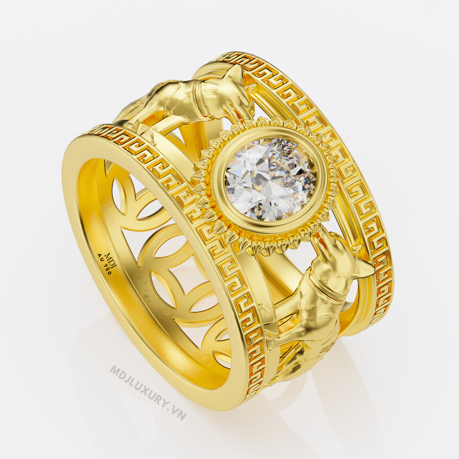 Nhẫn vàng nam tuổi tuất đá quý thiên nhiên NN108