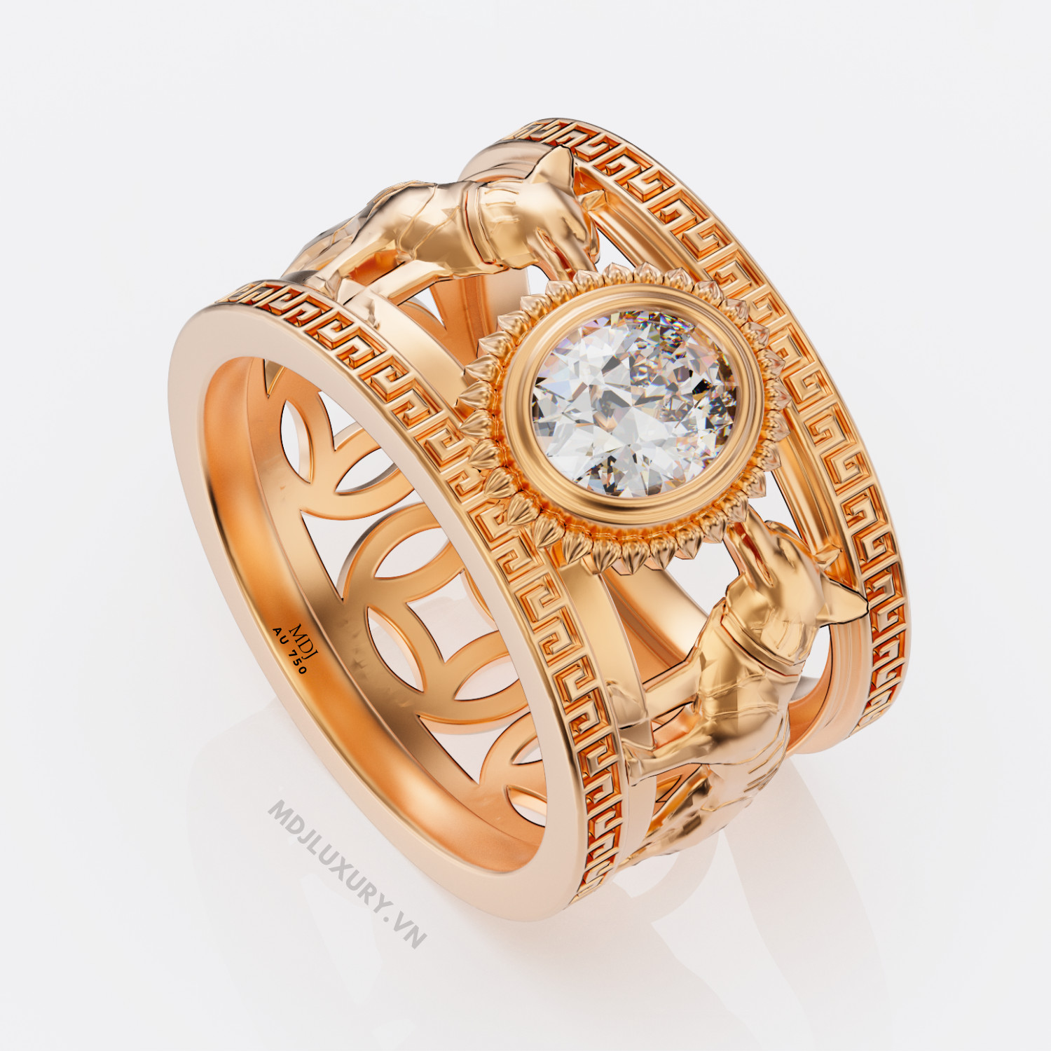 Nhẫn vàng nam tuổi tuất đá quý thiên nhiên NN108