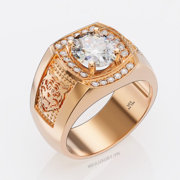 Nhẫn vàng trắng nam đá RUBY – NN124