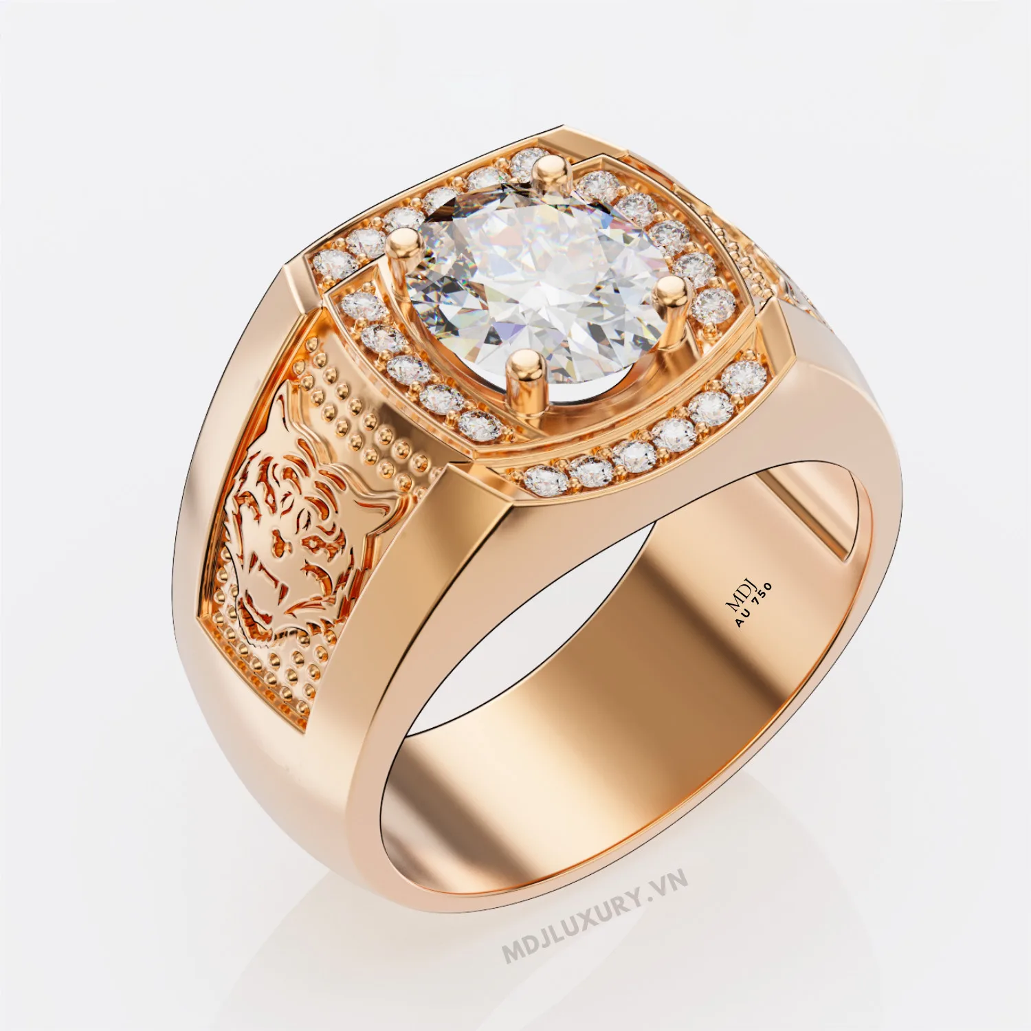 Nhẫn vàng trắng nam đá RUBY – NN124