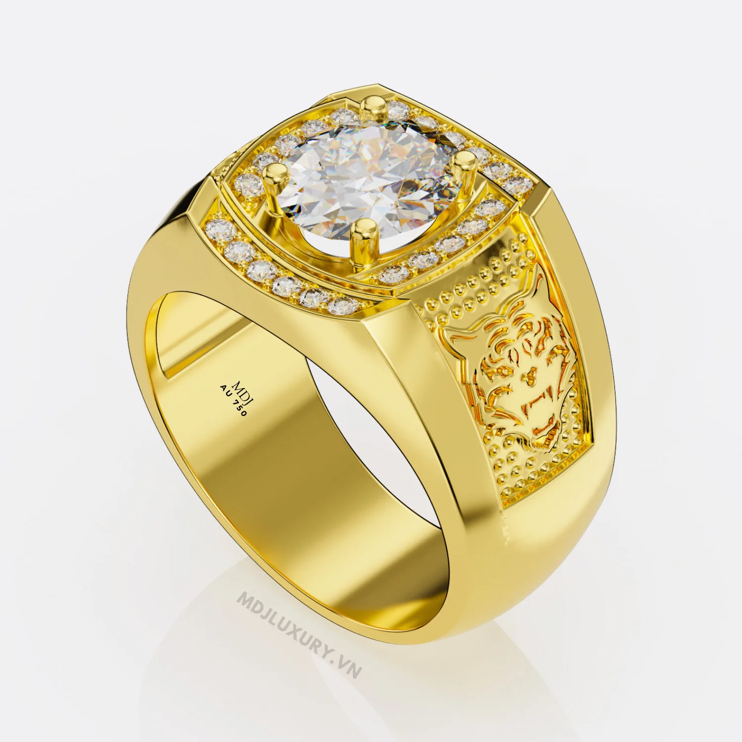 Nhẫn vàng trắng nam đá RUBY – NN124