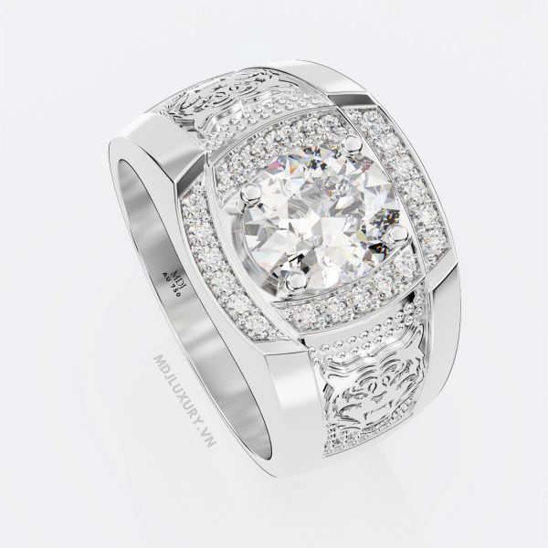 Nhẫn vàng trắng nam đá RUBY – NN124