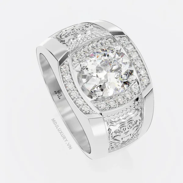 Nhẫn vàng trắng nam đá RUBY – NN124