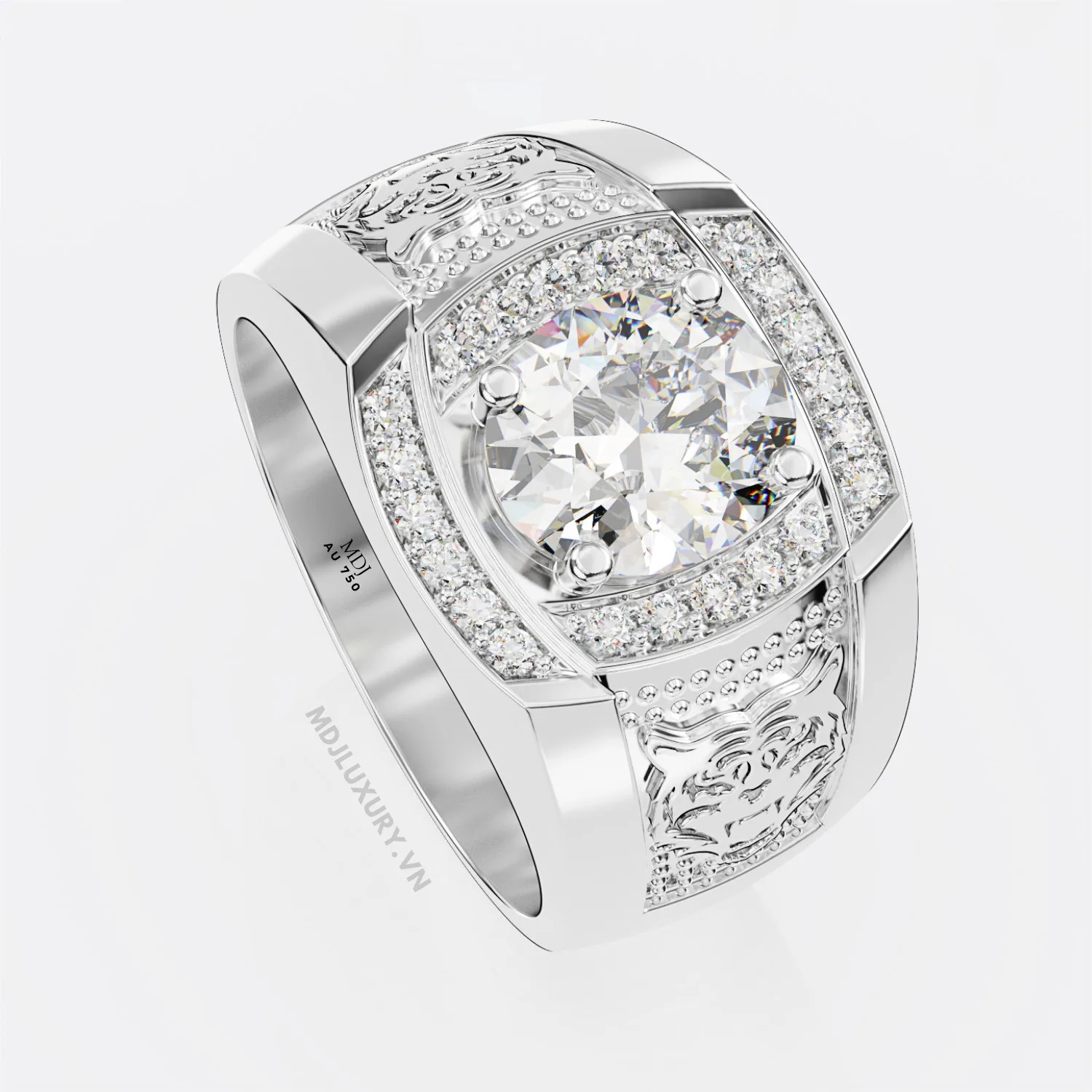 Nhẫn vàng trắng nam đá RUBY – NN124