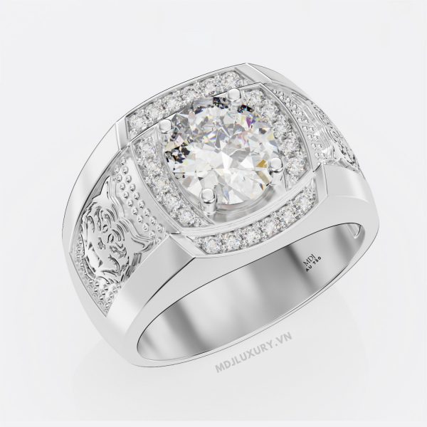 Nhẫn vàng trắng nam đá RUBY – NN124