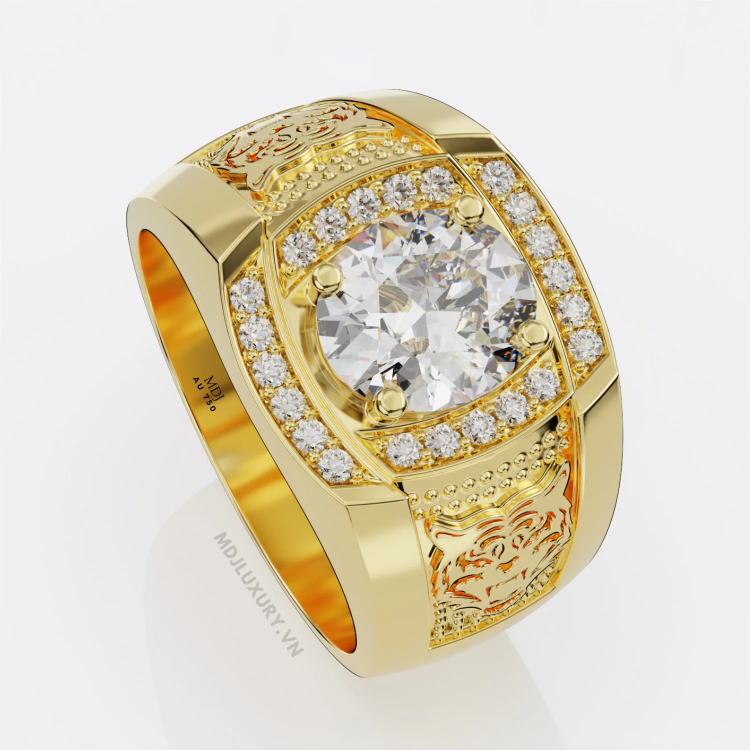 Nhẫn vàng trắng nam đá RUBY – NN124