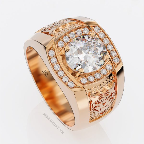 Nhẫn vàng trắng nam đá RUBY – NN124