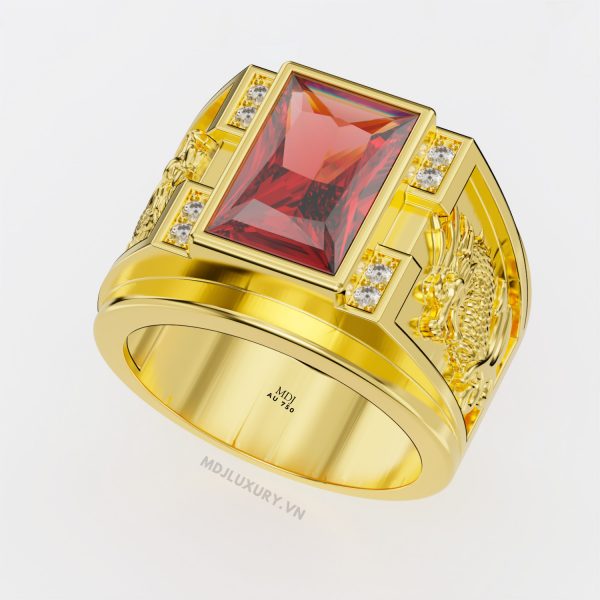 Nhẫn vàng Nam đẹp – vàng tây- Đá Sapphire NN126