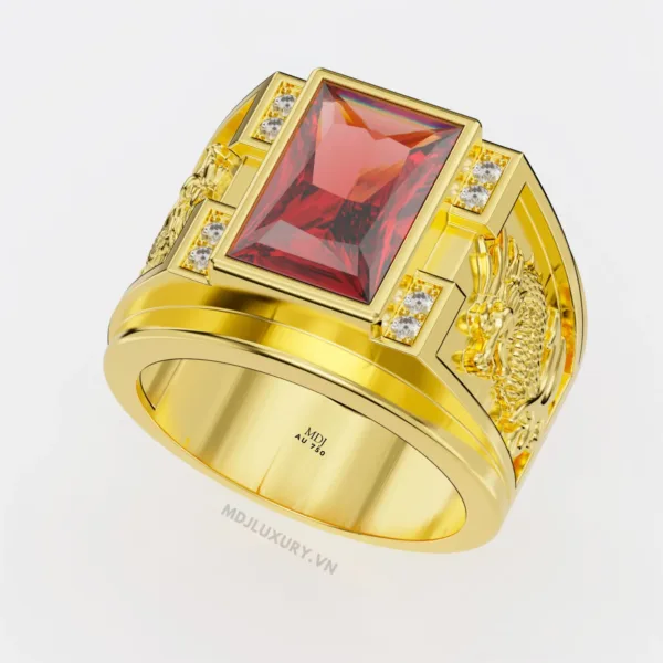 Nhẫn vàng Nam đẹp – vàng tây- Đá Sapphire NN126