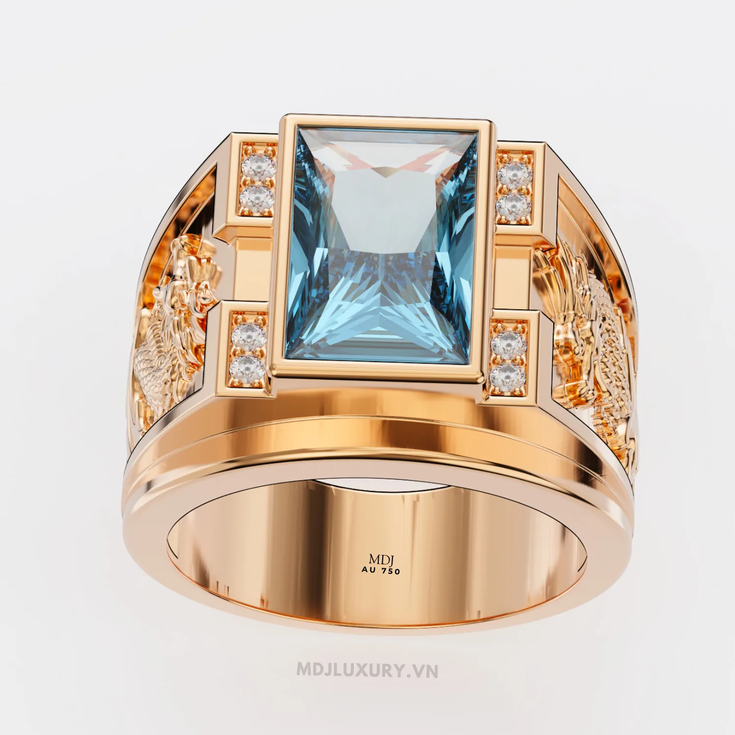Nhẫn vàng Nam đẹp – vàng tây- Đá Sapphire NN126