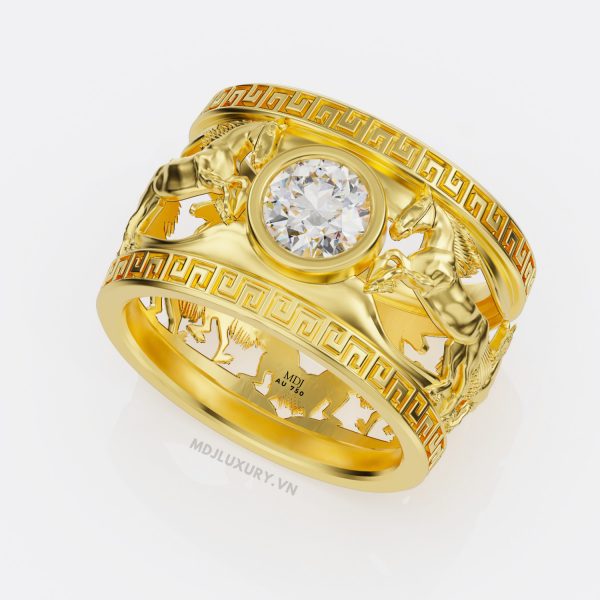 Nhẫn nam vàng trắng song mã NN155