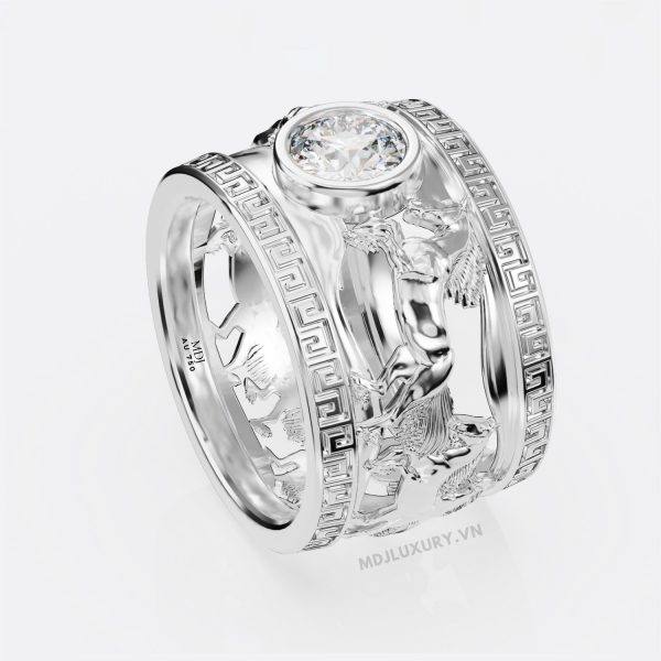 Nhẫn nam vàng trắng song mã NN155