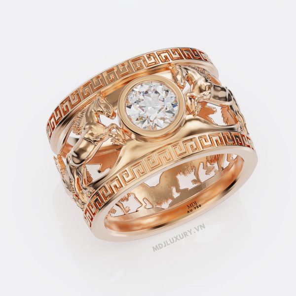 Nhẫn nam vàng trắng song mã NN155