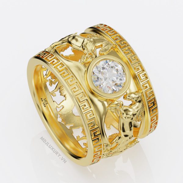 Nhẫn nam vàng trắng song mã NN155