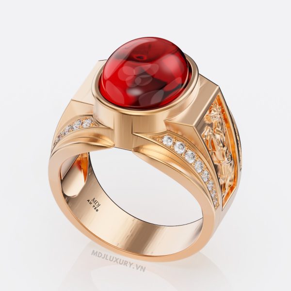 Nhẫn nam tuổi ngọ vàng trắng MDJ LUXURY NN175