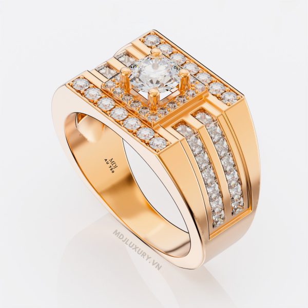 Nhẫn Nam Vàng Trắng Italy 18K – NN239