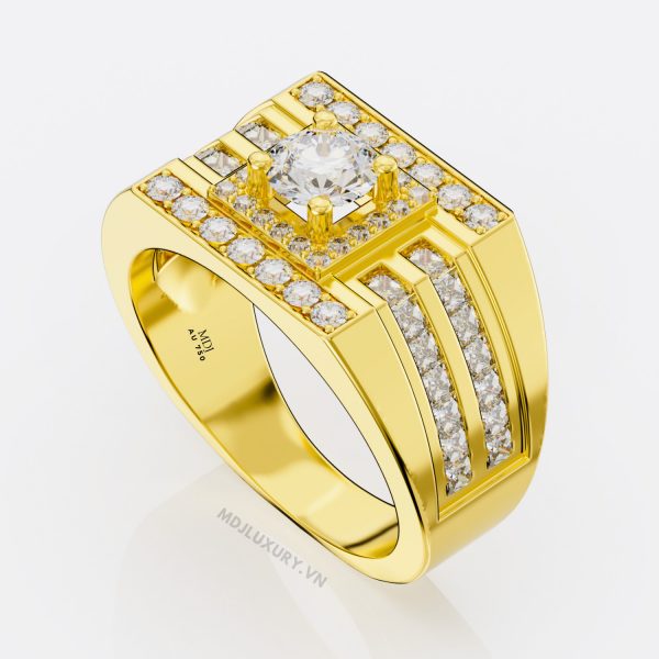Nhẫn Nam Vàng Trắng Italy 18K – NN239