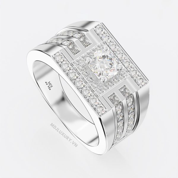 Nhẫn Nam Vàng Trắng Italy 18K – NN239