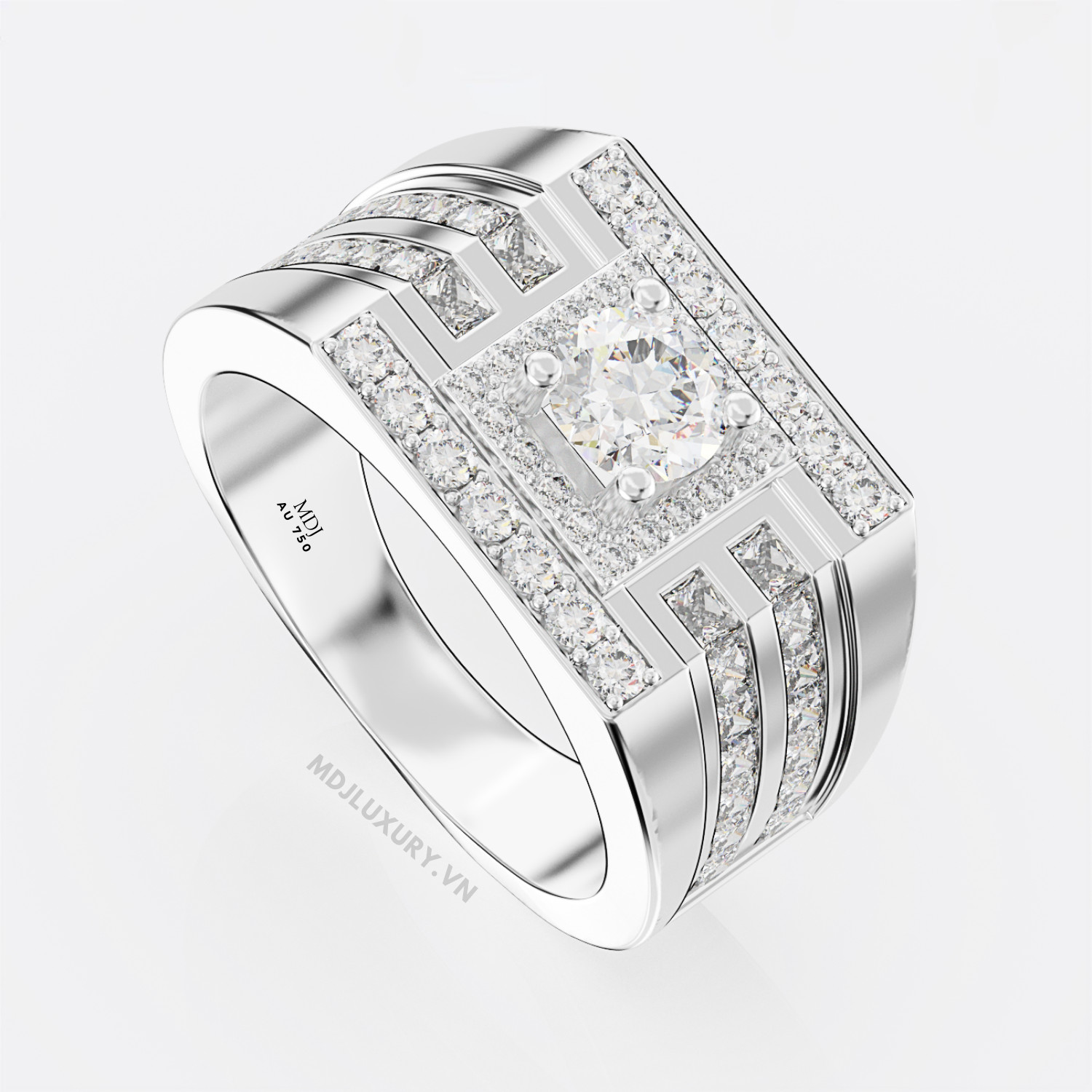 Nhẫn Nam Vàng Trắng Italy 18K – NN239