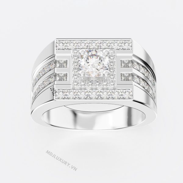 Nhẫn Nam Vàng Trắng Italy 18K  – NN239