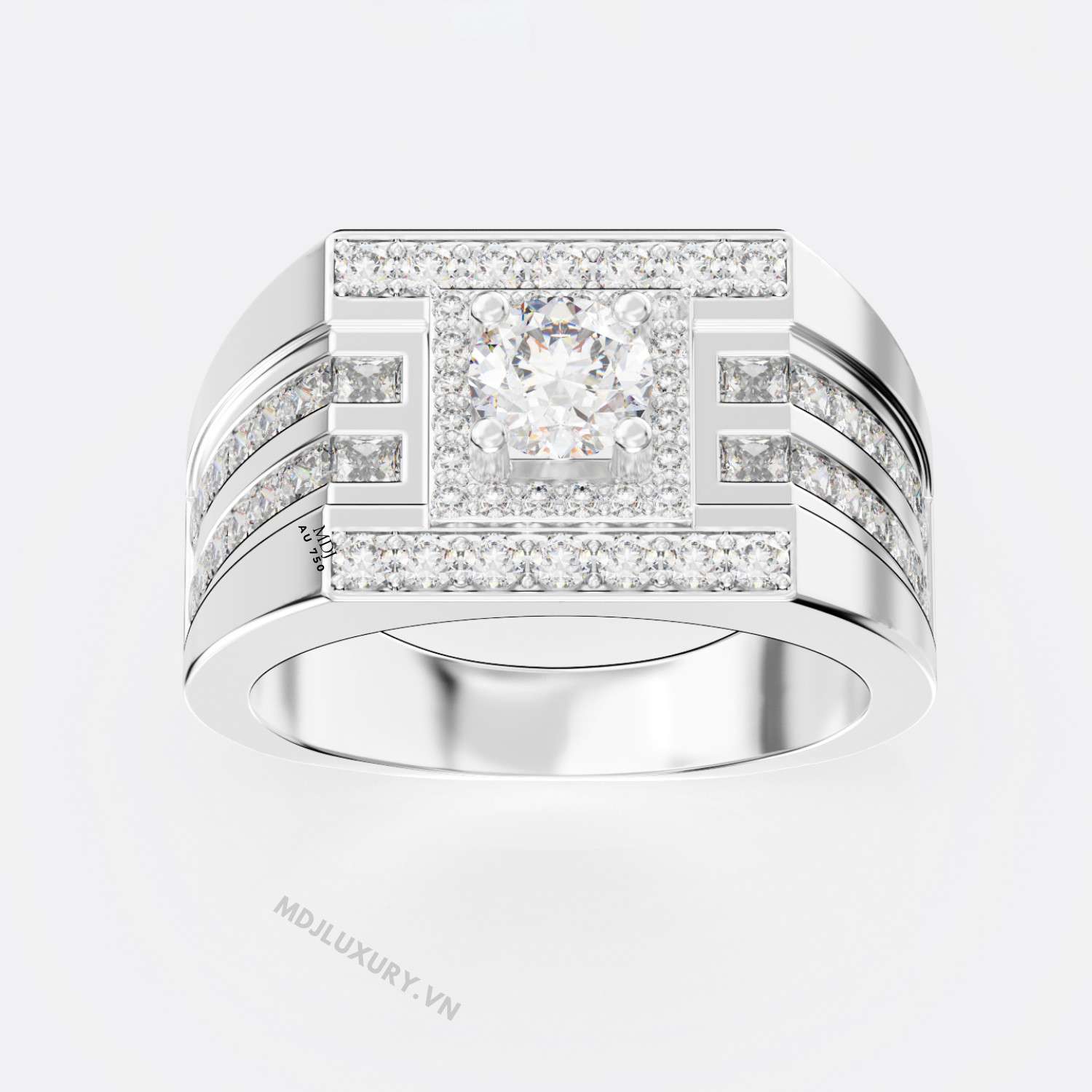 Nhẫn Nam Vàng Trắng Italy 18K – NN239