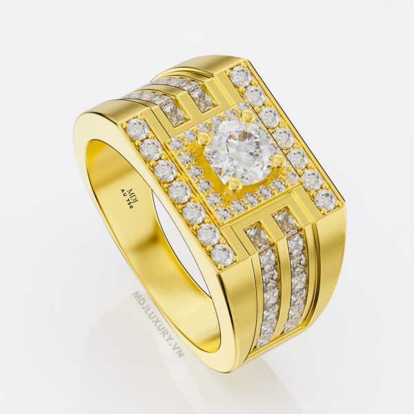 Nhẫn Nam Vàng Trắng Italy 18K – NN239