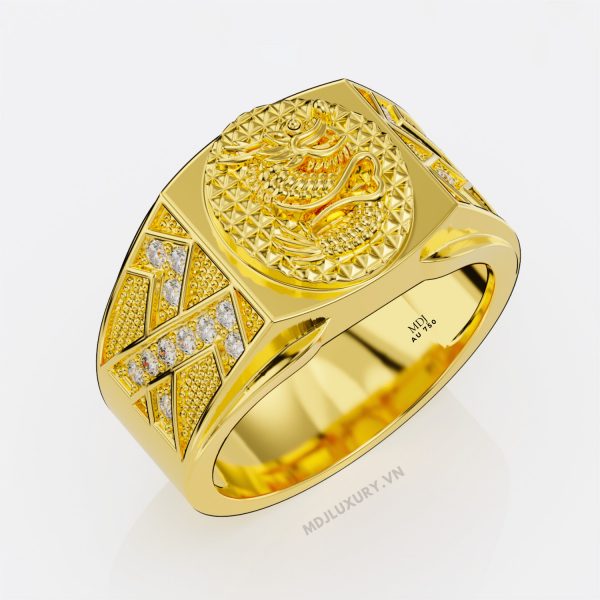 Nhẫn Nam Vàng Trắng mặt Rồng 18K NN244