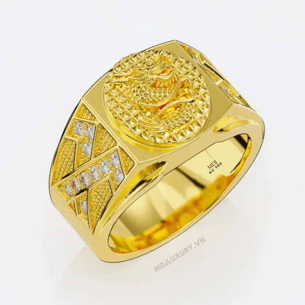 Nhẫn Nam Vàng Trắng mặt Rồng 18K NN244