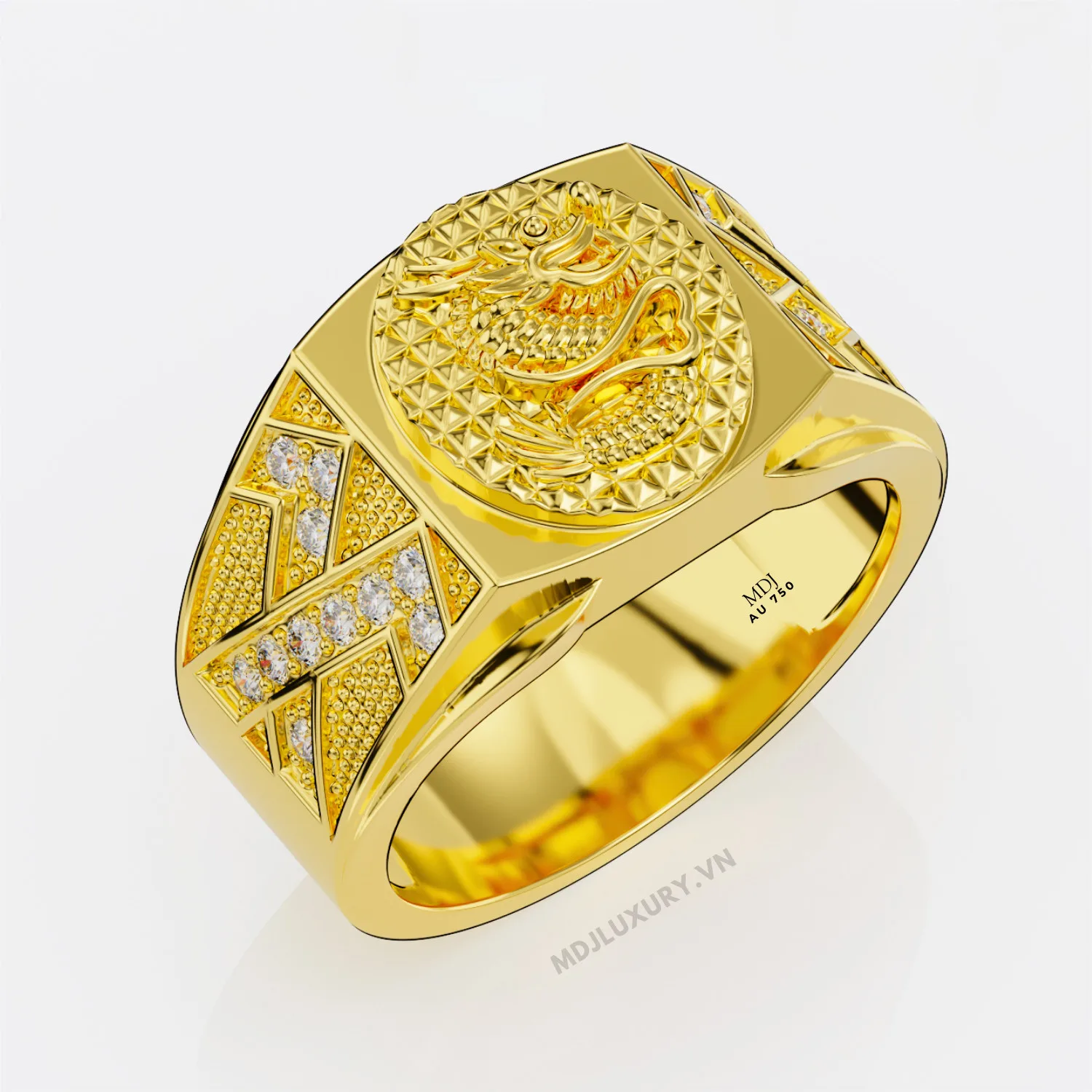 Nhẫn Nam Vàng Trắng mặt Rồng 18K NN244