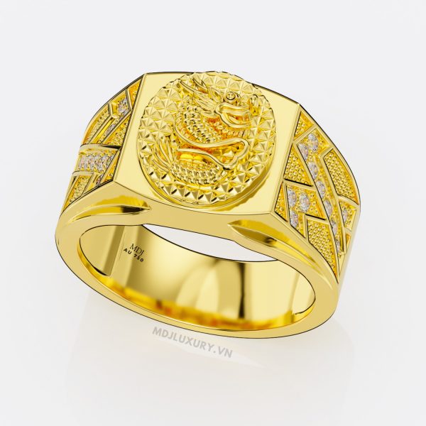 Nhẫn Nam Vàng Trắng mặt Rồng 18K NN244