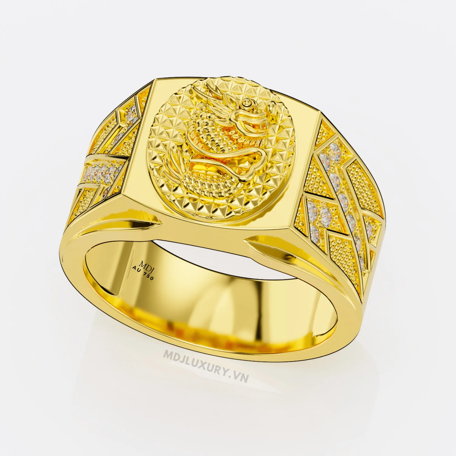 Nhẫn Nam Vàng Trắng mặt Rồng 18K NN244