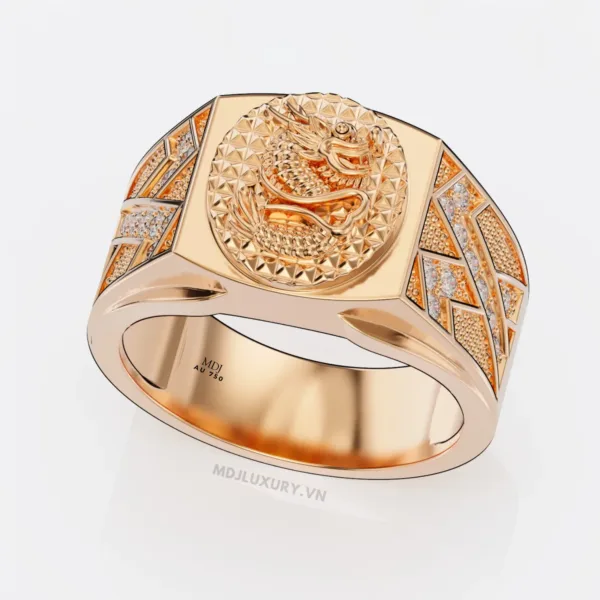 Nhẫn Nam Vàng Trắng mặt Rồng 18K NN244