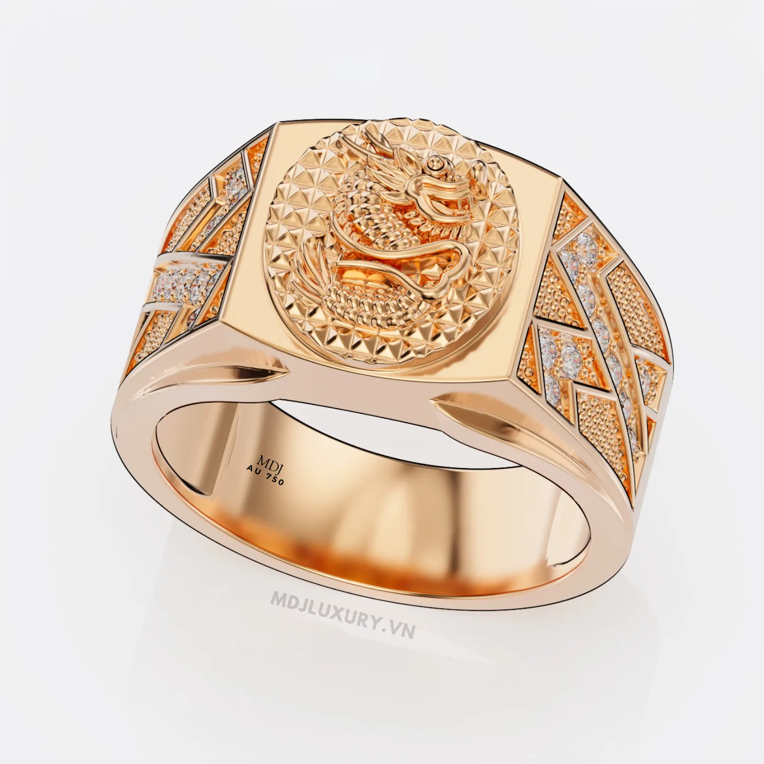 Nhẫn Nam Vàng Trắng mặt Rồng 18K NN244