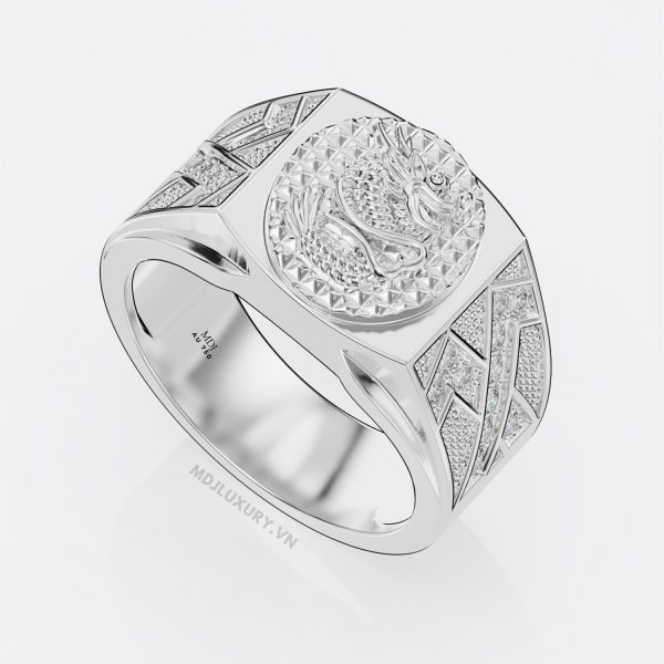Nhẫn Nam Vàng Trắng mặt Rồng 18K NN244