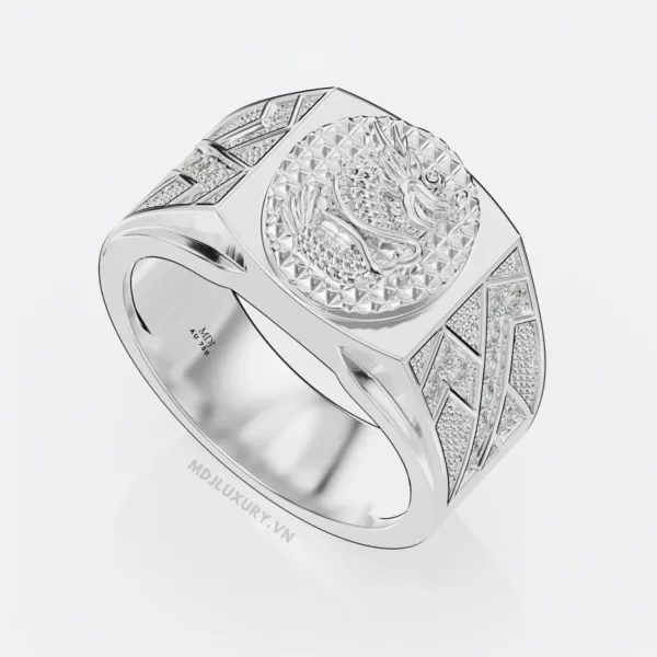 Nhẫn Nam Vàng Trắng mặt Rồng 18K NN244