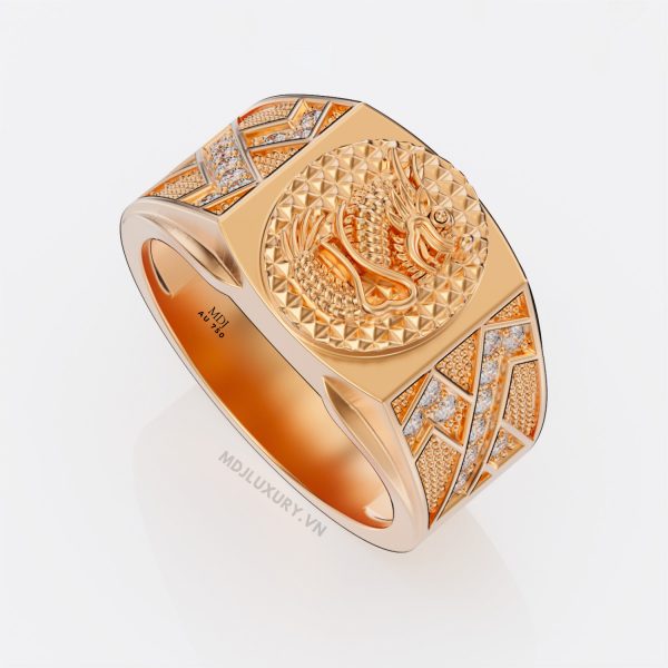 Nhẫn Nam Vàng Trắng mặt Rồng 18K NN244
