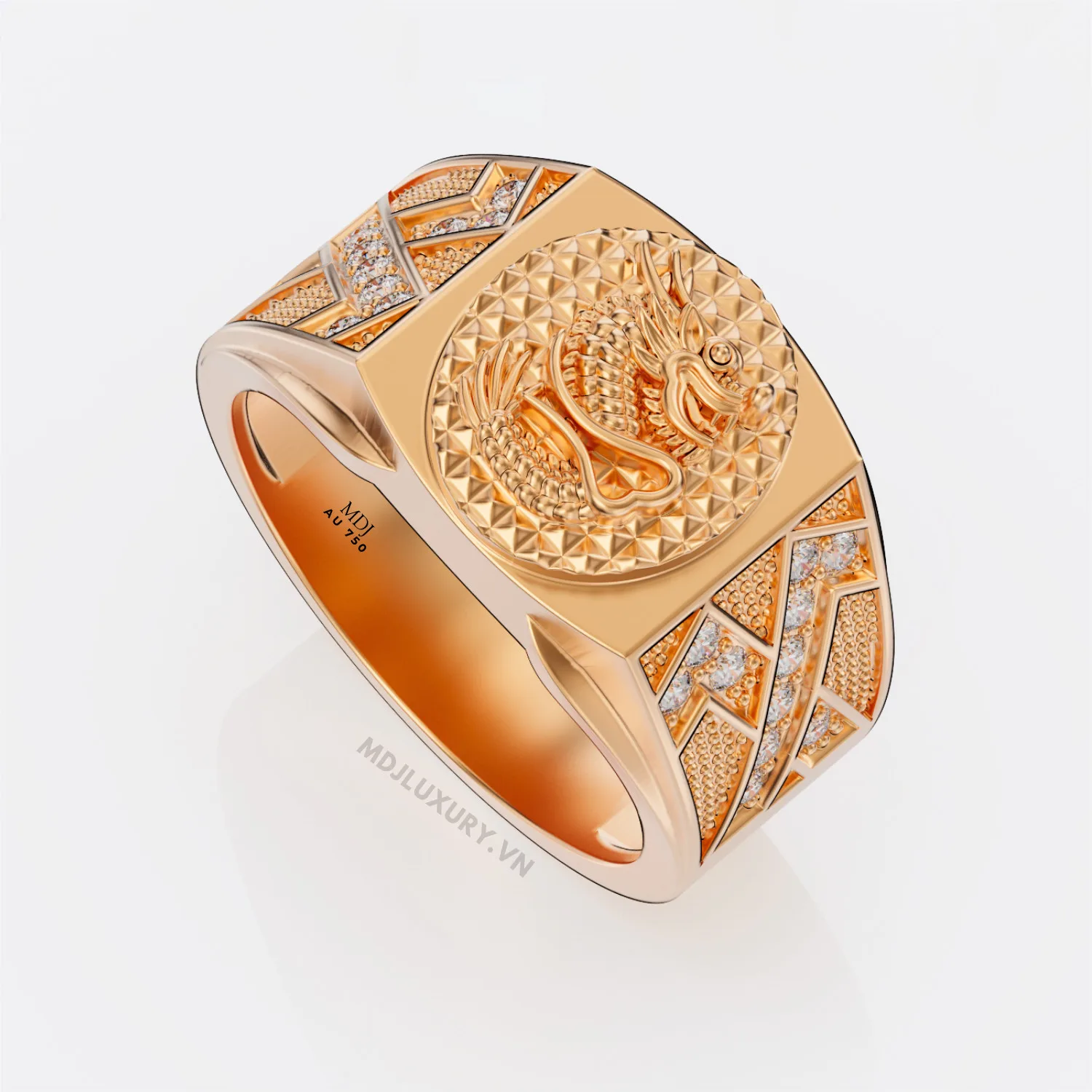 Nhẫn Nam Vàng Trắng mặt Rồng 18K NN244