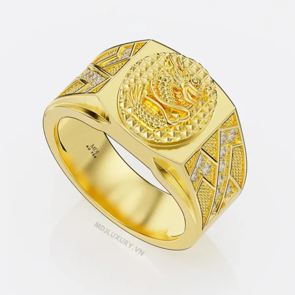 Nhẫn Nam Vàng Trắng mặt Rồng 18K NN244