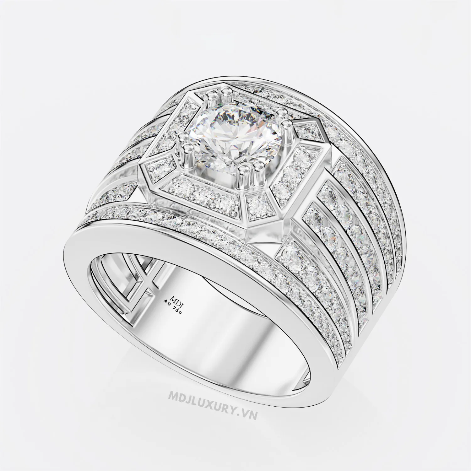 Nhẫn Nam Vàng Trắng 18K NN248